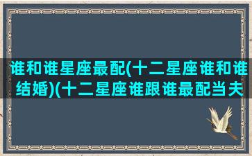 谁和谁星座最配(十二星座谁和谁结婚)(十二星座谁跟谁最配当夫妻)