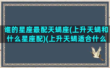 谁的星座最配天蝎座(上升天蝎和什么星座配)(上升天蝎适合什么星座)