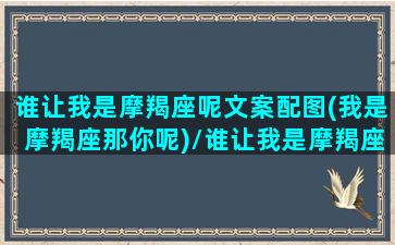 谁让我是摩羯座呢文案配图(我是摩羯座那你呢)/谁让我是摩羯座呢文案配图(我是摩羯座那你呢)-我的网站