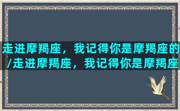 走进摩羯座，我记得你是摩羯座的/走进摩羯座，我记得你是摩羯座的-我的网站