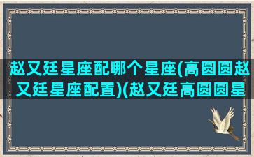 赵又廷星座配哪个星座(高圆圆赵又廷星座配置)(赵又廷高圆圆星座匹配)