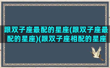 跟双子座最配的星座(跟双子座最配的星座)(跟双子座相配的星座)