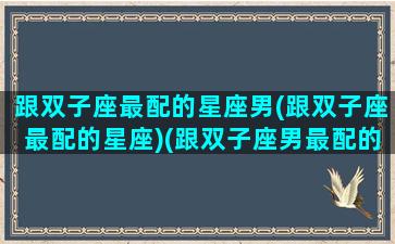 跟双子座最配的星座男(跟双子座最配的星座)(跟双子座男最配的星座配对)