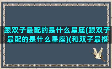 跟双子最配的是什么星座(跟双子最配的是什么星座)(和双子最搭的星座是什么)