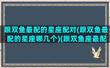 跟双鱼最配的星座配对(跟双鱼最配的星座哪几个)(跟双鱼座最配的星座排行)