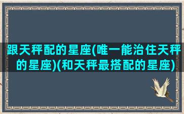 跟天秤配的星座(唯一能治住天秤的星座)(和天秤最搭配的星座)