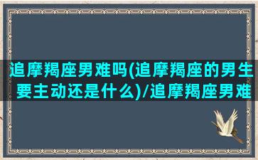 追摩羯座男难吗(追摩羯座的男生要主动还是什么)/追摩羯座男难吗(追摩羯座的男生要主动还是什么)-我的网站