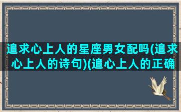 追求心上人的星座男女配吗(追求心上人的诗句)(追心上人的正确方法)