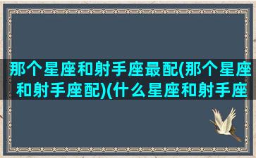 那个星座和射手座最配(那个星座和射手座配)(什么星座和射手座最搭)