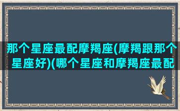 那个星座最配摩羯座(摩羯跟那个星座好)(哪个星座和摩羯座最配)