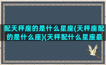 配天秤座的是什么星座(天秤座配的是什么座)(天秤配什么星座最合适)