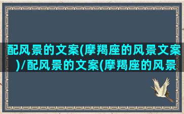 配风景的文案(摩羯座的风景文案)/配风景的文案(摩羯座的风景文案)-我的网站