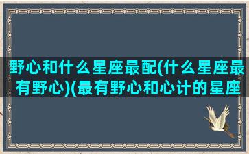 野心和什么星座最配(什么星座最有野心)(最有野心和心计的星座)