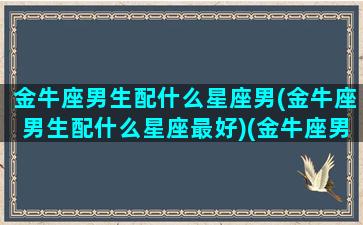 金牛座男生配什么星座男(金牛座男生配什么星座最好)(金牛座男生配什么星座女生最合适)