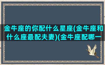 金牛座的你配什么星座(金牛座和什么座最配夫妻)(金牛座配哪一个星座)