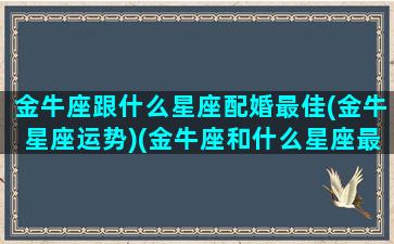 金牛座跟什么星座配婚最佳(金牛星座运势)(金牛座和什么星座最搭配恋爱关系)