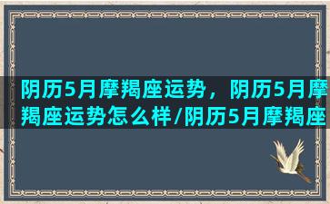 阴历5月摩羯座运势，阴历5月摩羯座运势怎么样/阴历5月摩羯座运势，阴历5月摩羯座运势怎么样-我的网站