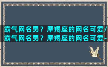 霸气网名男？摩羯座的网名可爱/霸气网名男？摩羯座的网名可爱-我的网站