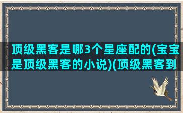 顶级黑客是哪3个星座配的(宝宝是顶级黑客的小说)(顶级黑客到底有多厉害)