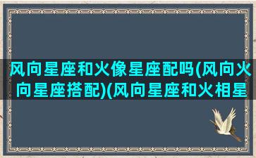 风向星座和火像星座配吗(风向火向星座搭配)(风向星座和火相星座)