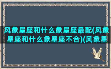 风象星座和什么象星座最配(风象星座和什么象星座不合)(风象星座和哪个星座合适)