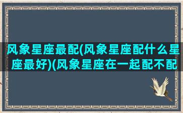 风象星座最配(风象星座配什么星座最好)(风象星座在一起配不配)