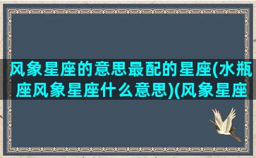 风象星座的意思最配的星座(水瓶座风象星座什么意思)(风象星座和水象星座有哪些)