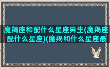 魔羯座和配什么星座男生(魔羯座配什么星座)(魔羯和什么星座最配)