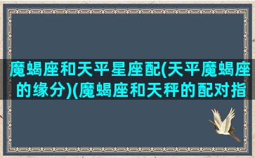 魔蝎座和天平星座配(天平魔蝎座的缘分)(魔蝎座和天秤的配对指数)