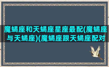 魔蝎座和天蝎座星座最配(魔蝎座与天蝎座)(魔蝎座跟天蝎座配对)