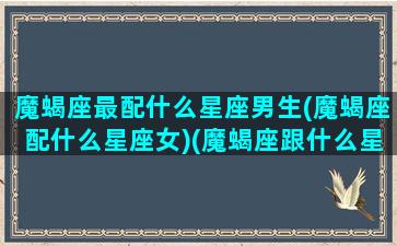 魔蝎座最配什么星座男生(魔蝎座配什么星座女)(魔蝎座跟什么星座最匹配)