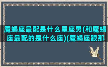 魔蝎座最配是什么星座男(和魔蝎座最配的是什么座)(魔蝎座跟那个星座最配)