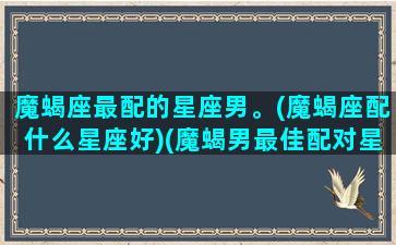 魔蝎座最配的星座男。(魔蝎座配什么星座好)(魔蝎男最佳配对星座)