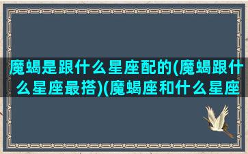 魔蝎是跟什么星座配的(魔蝎跟什么星座最搭)(魔蝎座和什么星座最配做夫妻)