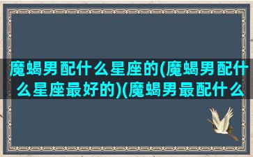 魔蝎男配什么星座的(魔蝎男配什么星座最好的)(魔蝎男最配什么星座女)