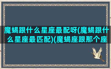 魔蝎跟什么星座最配呀(魔蝎跟什么星座最匹配)(魔蝎座跟那个座配)