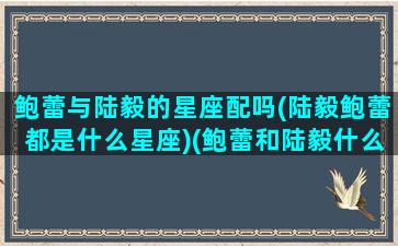 鲍蕾与陆毅的星座配吗(陆毅鲍蕾都是什么星座)(鲍蕾和陆毅什么时候在一起的)