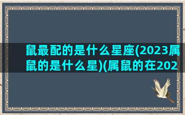 鼠最配的是什么星座(2023属鼠的是什么星)(属鼠的在2023年是什么运势)